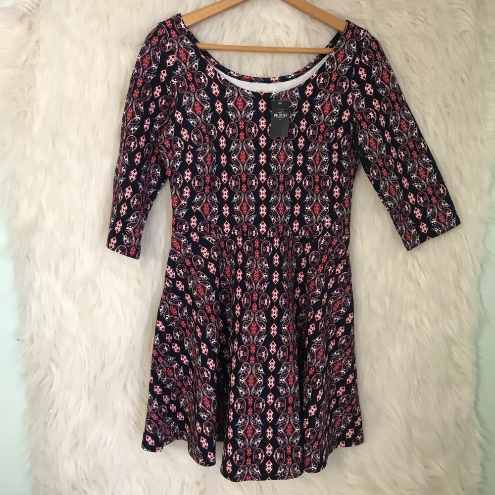 NWT Hollister 3/4 Sleeve Skater Dress
